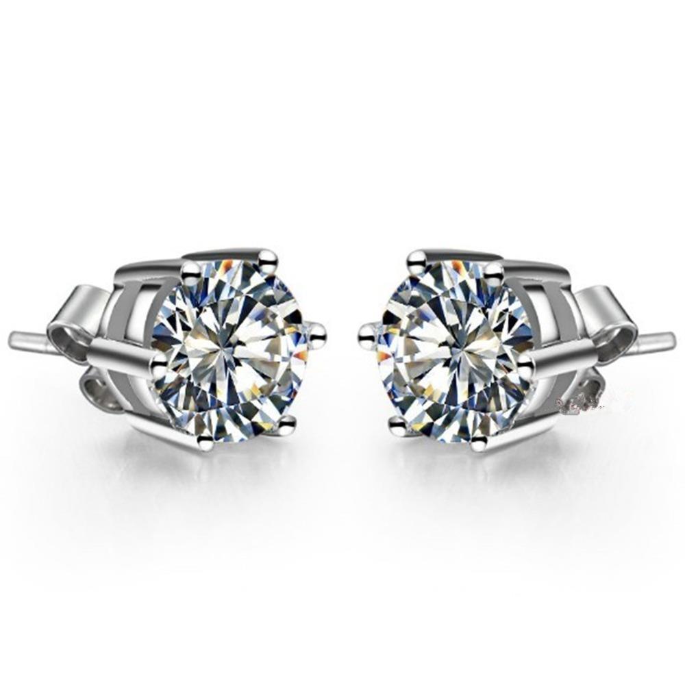 Boucles D'Oreilles Pour Femme Avec Naturel Diamants Étincelants De Coupe Ronde De 2.10 Cts En Or Blanc 14K