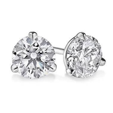 Boucles D'Oreilles Pour Femmes Avec Naturel Diamants Ronds 2 Carats Sertis 3 Griffes