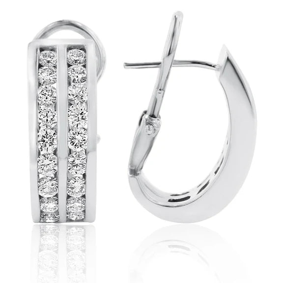 Boucles D'Oreilles Pour Femmes En Or Blanc 14K, Serties De 4,50 Carats De Réel Diamants.