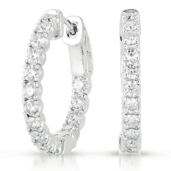 Boucles D'Oreilles Pour Femmes En Or Blanc Avec Naturel Diamants Ronds Et Brillants De 5,5 Carats