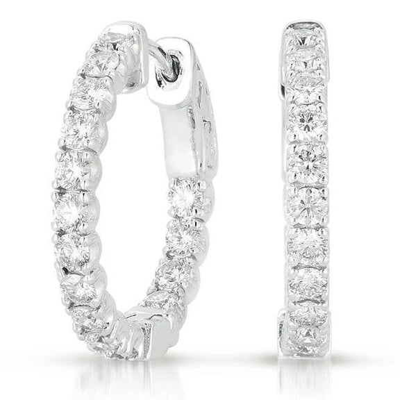 Boucles D'Oreilles Pour Femmes En Or Blanc Avec Réel Diamants Ronds Et Brillants De 5,5 Carats.
