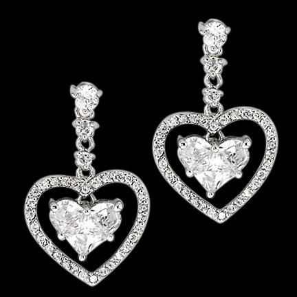 Boucles D'Oreilles Réel Diamant Coeur 3 Carats Boucle D'Oreille Pendante Style Coeur Or Blanc