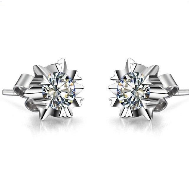 Boucles D'Oreilles Réel Diamant Solitaire Rond Bijoux 2 Ct. Or Blanc 14K