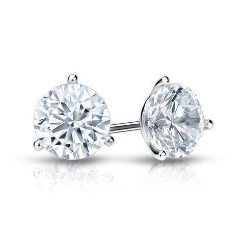 Boucles D'Oreilles Réel Diamant Taille Ronde Or Blanc 3 Ct Joaillerie Fine