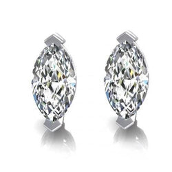 Boucles D'Oreilles Réel Diamants 1 Carat Taille Marquise Or Blanc 14K