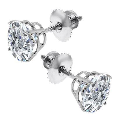 Boucles D'Oreilles Réel Diamants Dames 3 Carats Or Blanc 14K