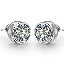 Boucles D'Oreilles Réel Diamants Etincelants Sertis Clos En Or Blanc 1.50 Carat 14K