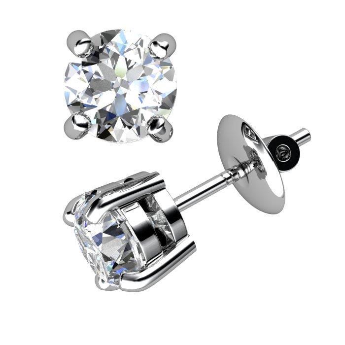 Boucles D'Oreilles Réel Diamants Ronds 2 Carats Sertie De Griffes Or Blanc 14K