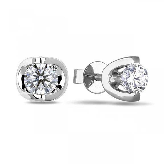 Boucles D'Oreilles Réel Diamants Ronds Etincelants De 1 Carat En Or Blanc 14 Carats