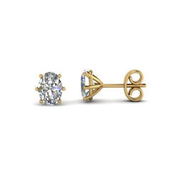 Boucles D'Oreilles Réel Diamants Taille Ovale F Vs1 2.50 Carats Or Jaune 14K