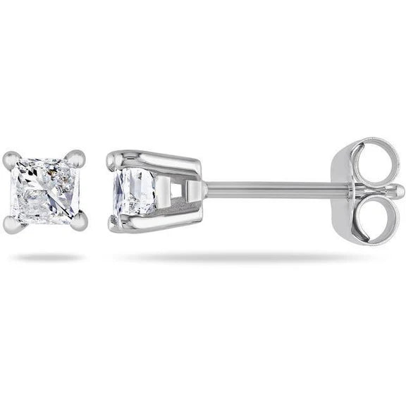 Boucles D'Oreilles Réel Diamants Taille Princesse De 1.20 Ct En Or Blanc