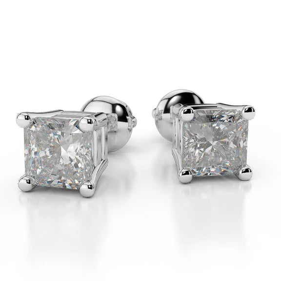 Boucles D'Oreilles Réel Diamants Taille Radiante De 4.00 Ct Pour Femmes En Or Blanc 14K