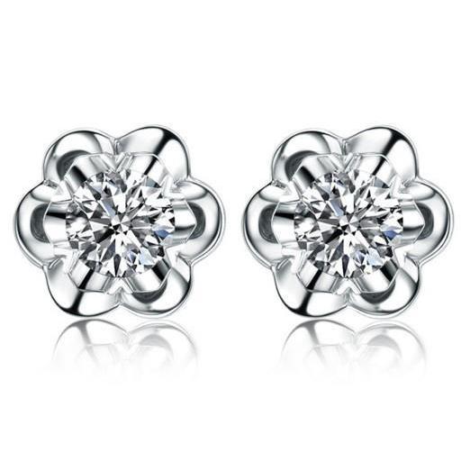 Boucles D'Oreilles Rondes En Réel Diamants Taille Brillant De 2.50 Cts Pour Femmes En Or Blanc