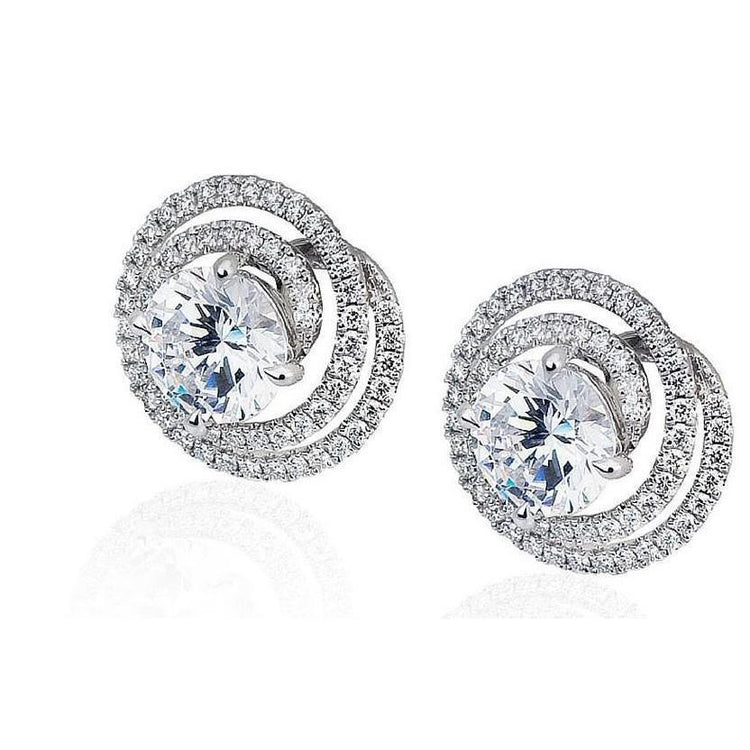 Boucles D'Oreilles Rondes Scintillantes 2.76 Carats Véritable Diamant Lady Halo