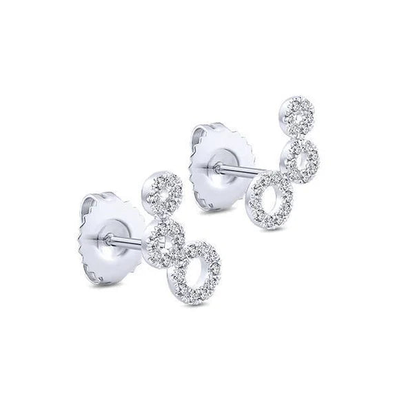 Boucles D'Oreilles Rondes Taille Brillant Halo De 2.3 Ct Réel Diamant En Or Blanc 14k