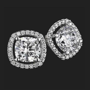 Boucles D'Oreilles Scintillantes Réel Diamant 3.50 Carats Dames Or Blanc 14K