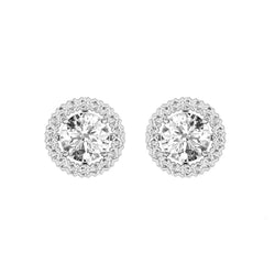 Boucles D'Oreilles Scintillantes Rondes Scintillantes De 3.90 Carats Pour Dames Avec Halo De Réel Diamants