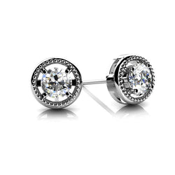 Boucles D'Oreilles Serties De Naturel Diamants Étincelants 3 Carats En Or Blanc 14K