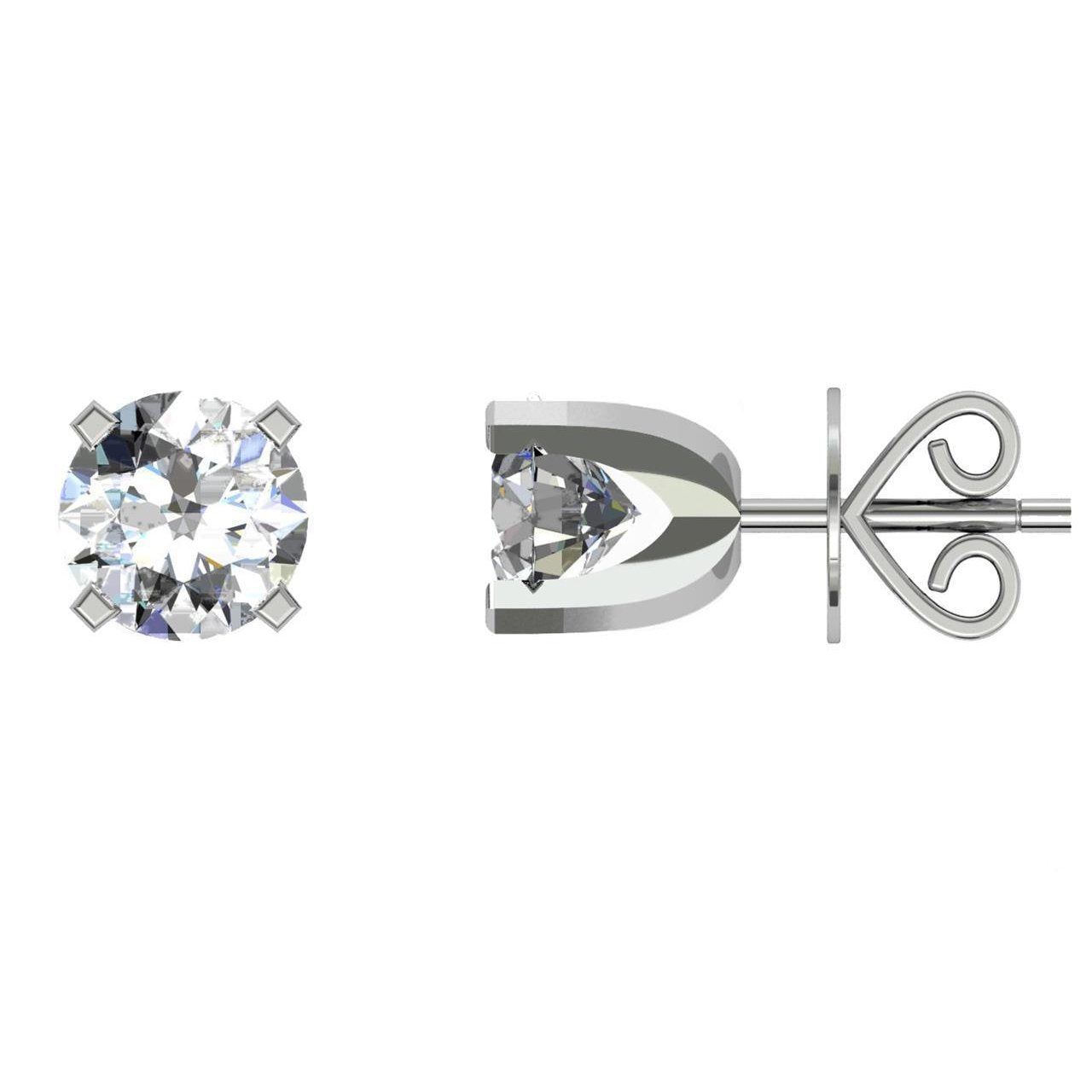 Boucles D'Oreilles Serties De Naturel Diamants Ronds Taille Brillant À Quatre Griffes De 1.90 Ct