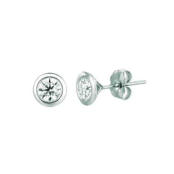 Boucles D'Oreilles Serties De Réel Diamants Sertis Clos 1 Carats Or Blanc 14 Carats