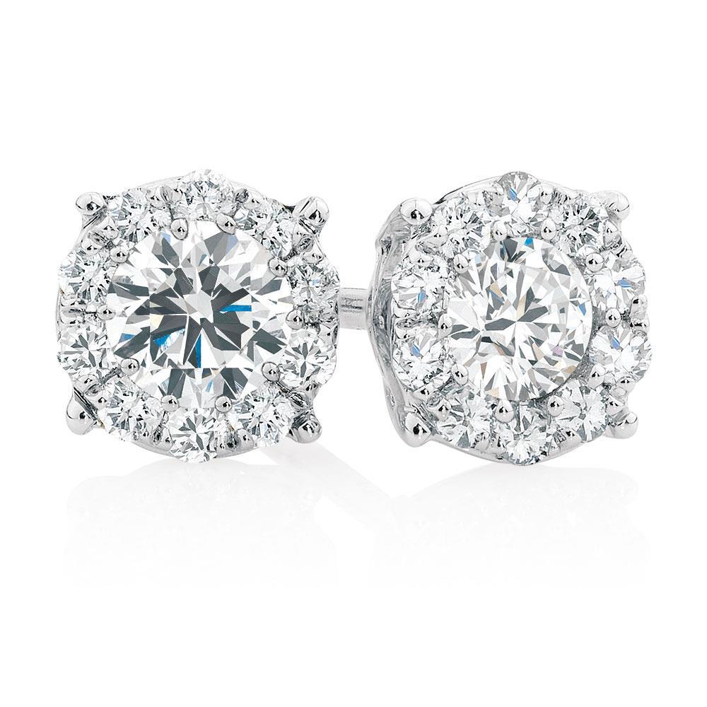 Boucles D'Oreilles Serties De Véritable Diamants Brillants Ronds Étincelants De 5 Carats