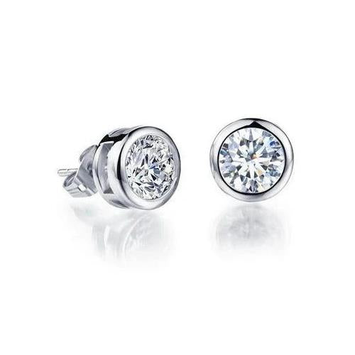 Boucles D'Oreilles Solitaire Véritable Diamant Rond 1.70 Carats Femme Bijoux En Or