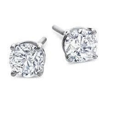 Boucles D'Oreilles Solitaires Réel Diamants Coupe Ronde 3 Carats Or Blanc 14K