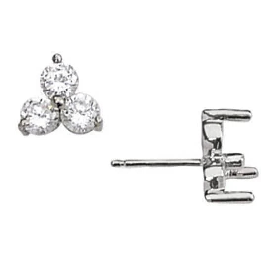 Boucles D'Oreilles Trois Pierres 3 Ct. Boucle D'Oreille Réel Diamants Or Blanc 14K