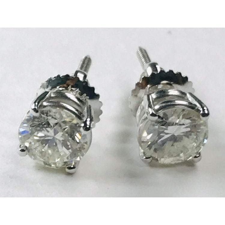 Boucles D'Oreilles Véritable Diamant 1.80 Carats Or Blanc 14K