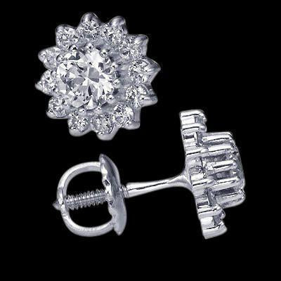 Boucles D'Oreilles Véritable Diamant 3.70 Cts. Boucle d'oreille Halo