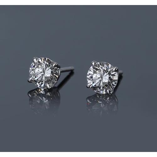 Boucles D'Oreilles Véritable Diamant Rond 1 Carat Or Blanc 14K Bijoux