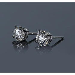 Boucles D'Oreilles Véritable Diamant Rond 1 Carat Or Blanc 14K Bijoux