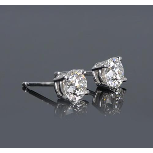 Boucles D'Oreilles Véritable Diamant Rond 1.50 Carats Ensemble Panier Or Blanc 14K