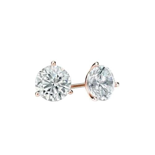 Boucles D'Oreilles Véritable Diamants Coupe Ronde 4.50 Carats Or Rose 14K