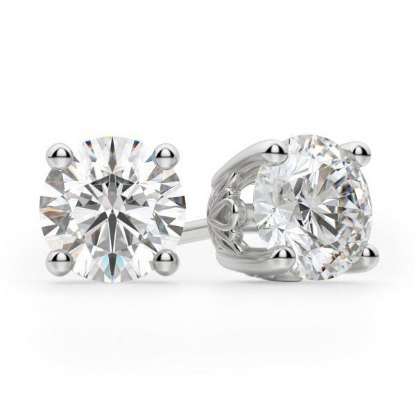 Boucles D'Oreilles Véritable Diamants Coupe Ronde De 3.50 Ct En Or Blanc 14K