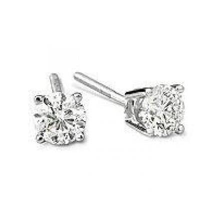 Boucles D'Oreilles Véritable Diamants Ronds 3 Ct. Bijoux En Or Blanc