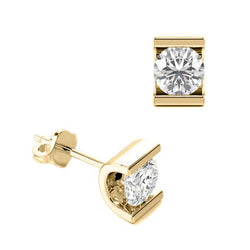 Boucles D'Oreilles Véritable Diamants Sertis Canal Or Jaune Dames Bijoux 4 Carats