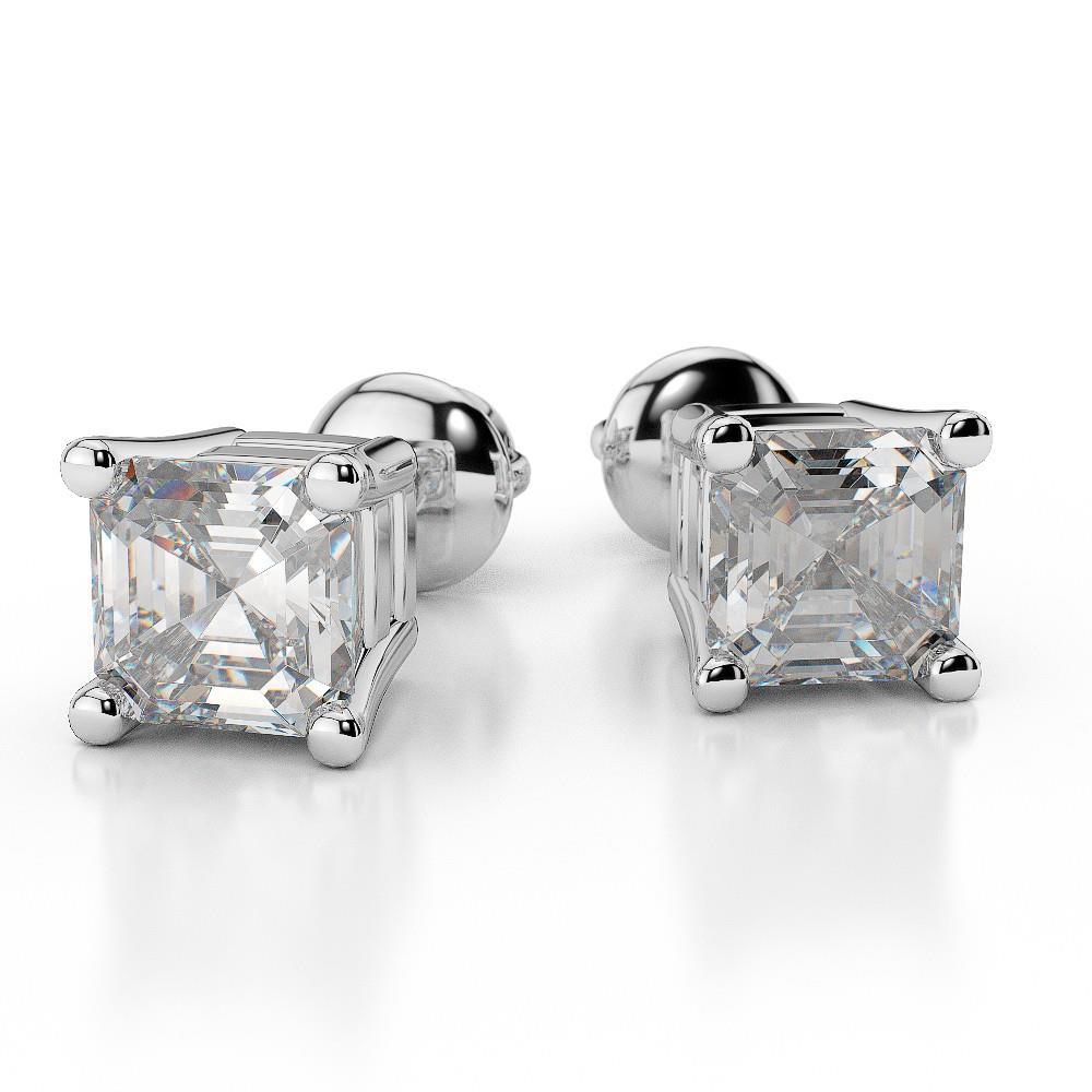 Boucles D'Oreilles Véritable Diamants Taille Asscher Sertie De Griffes 3 Carats WG 14K