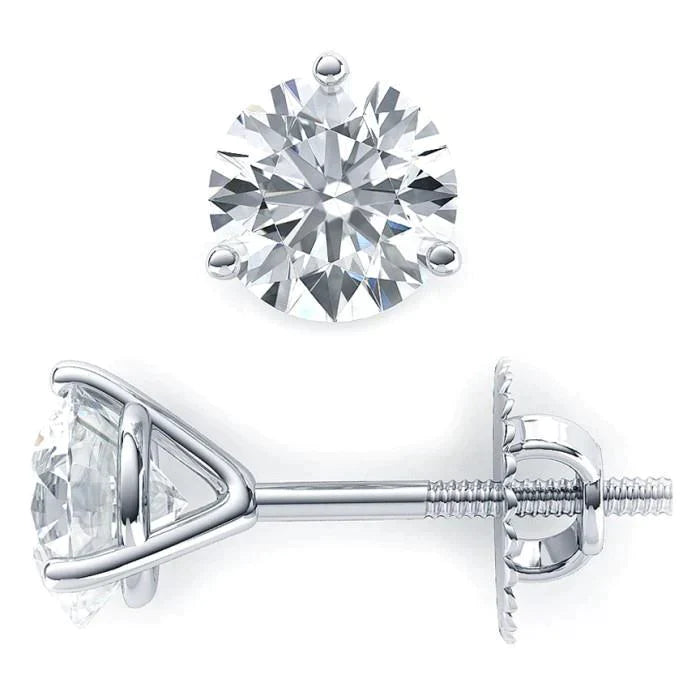Boucles D'Oreilles à Tige En Diamant Véritable 3 Carats
