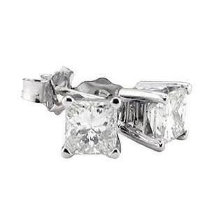 Boucles D'oreilles A Clous 2.50 Ct. Princesse Réel Diamant Or Blanc 14K