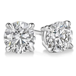 Boucles D'oreilles A Naturel Diamants Ronds Solitaires De 3.5 Carats En Or 14 Carats