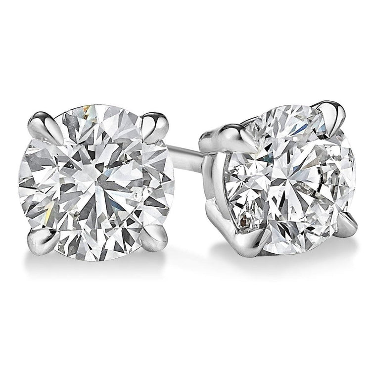 Boucles D'oreilles A Naturel Diamants Ronds Solitaires De 3.5 Carats En Or 14 Carats