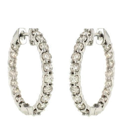 Boucles D'oreilles Avec Réel Diamants Ronds Sertis De 2,08 Carats En Or Blanc 14K