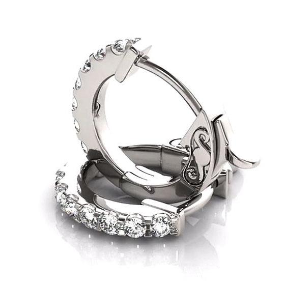 Boucles D'oreilles Avec Réel Diamants de 2 Carats F Vs1 En Or Blanc 14K
