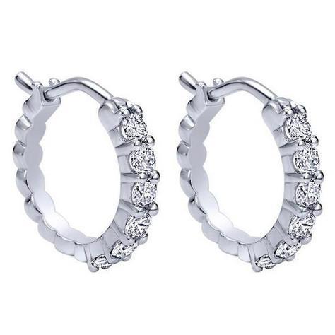 Boucles D'oreilles Avec Véritable Diamants Ronds De 2,4 Carats En Or Blanc 14K