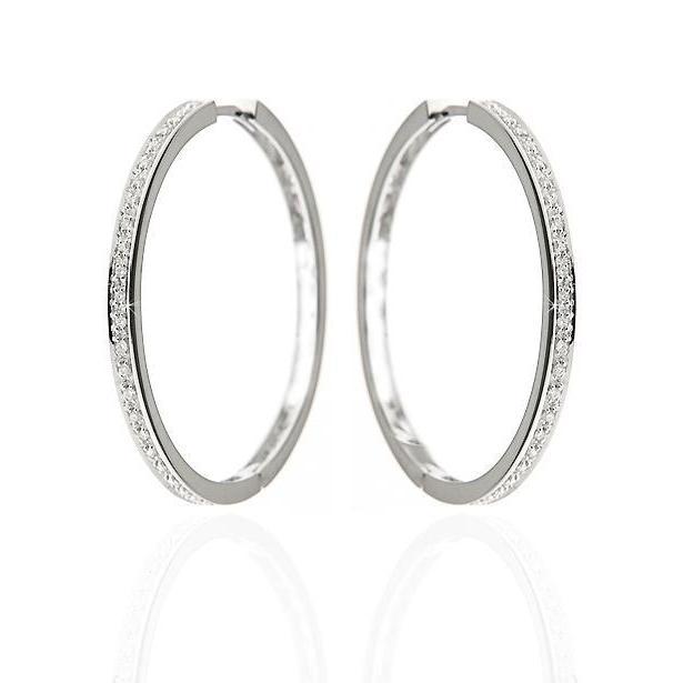 Boucles D'oreilles Cerceau En Or Blanc 14K F Vvs1 De 2,70 Carats Avec Naturel Diamants Taille Ronde