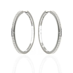 Boucles D'oreilles Cerceau En Or Blanc 14K F Vvs1 De 2,70 Carats Avec Naturel Diamants Taille Ronde