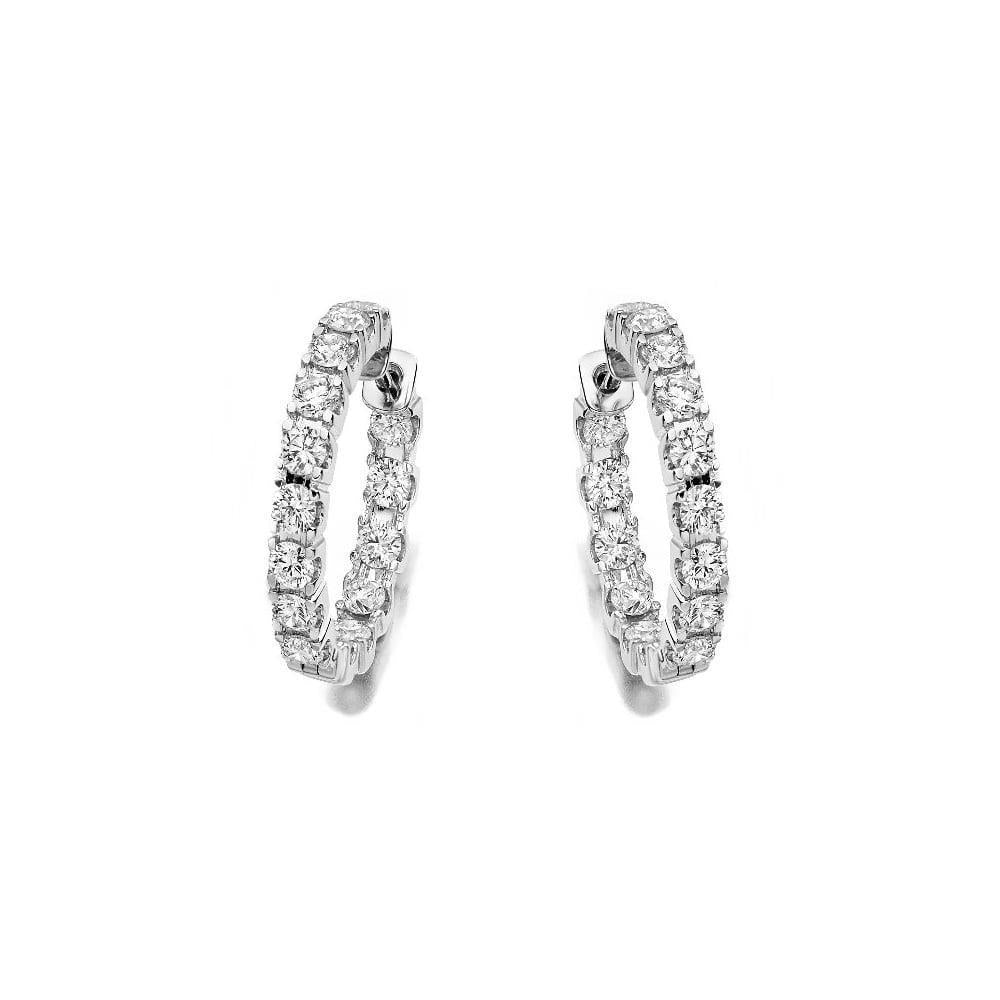 Boucles D'oreilles Cerceau Serties De 6,30 Carats De Réel Diamants En Or Blanc 14K Pour Femmes