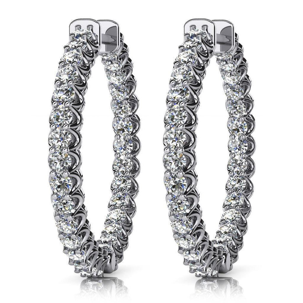 Boucles D'oreilles Cerclées De Naturel Diamants Ronds Brillants De 3 Carats Pour Femmes