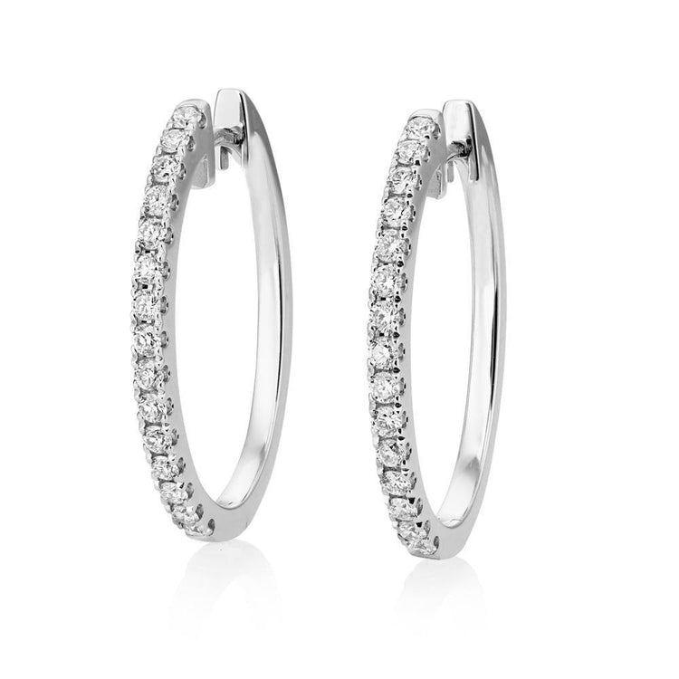 Boucles D'oreilles Cerclées De Naturel Diamants Ronds Sertis De 3,70 Carats En Or Blanc Pour Femme